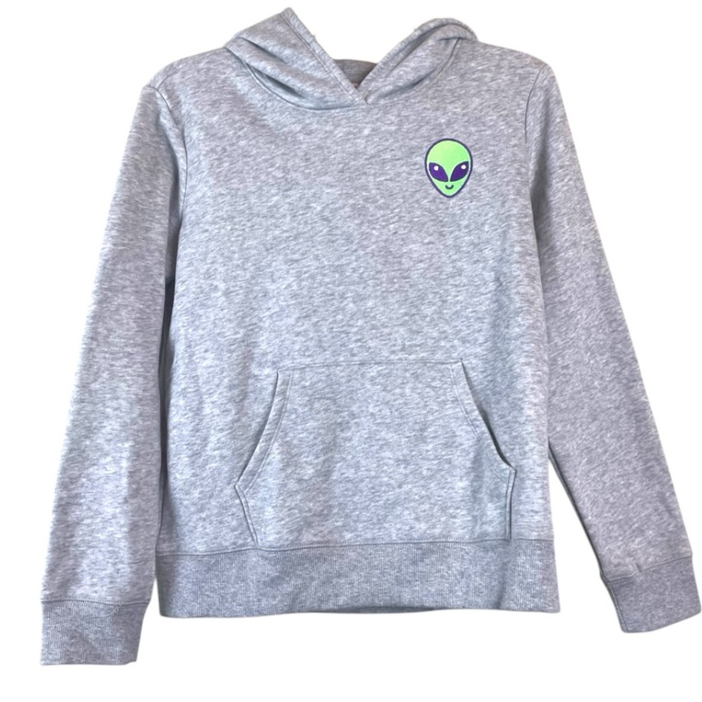 Spotted Zebra Gray Hooded Alien Sweatshirt Kids’ Size XXL (14-16)